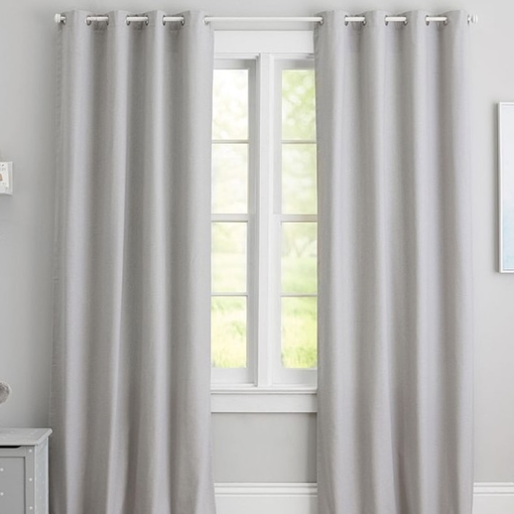 Pottery Barn Hayden Blackout Curtains. 2 total. Grey. Never used. Brand new. 84”